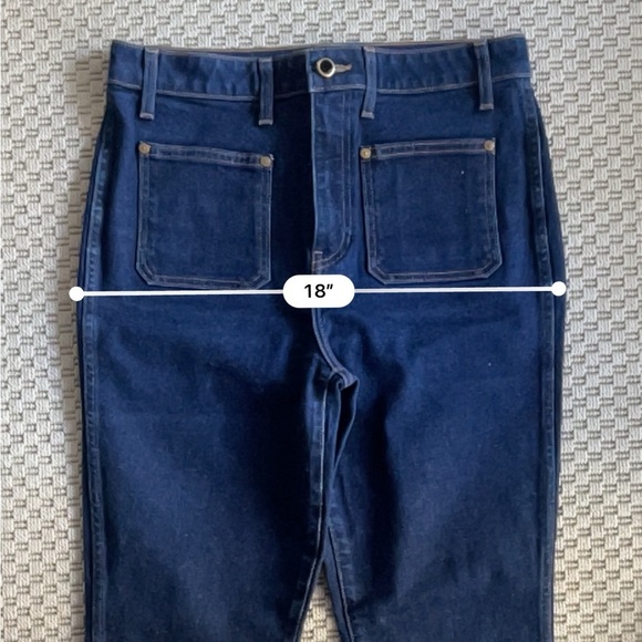 Khaite Raquel Patch Pocket Crop Flare Jeans - Dark Blue Wash - Size 31 - Picture 13 of 14